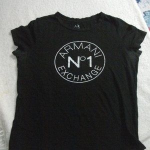 Armani Exchange Tee T-Shirt Top Black Graphic Short Sleeve adult sz M